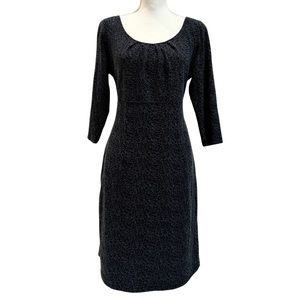 Ann Taylor Black & Gray Scoop Neck Sheath Dress | 3/4 length sleeves (12)